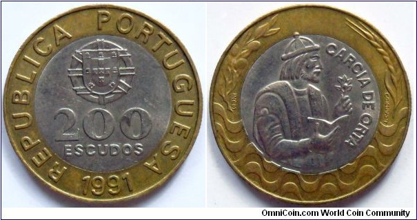 200 escudos.
1991, Garcia de Orta
(1501-1568)