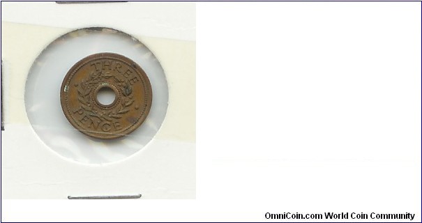 1941 Hay Internment Camp Threepence Token (Bronze) SCARCE