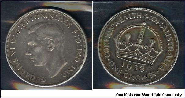 1938 Crown or 5 Shillings (Last Year of Mintage)