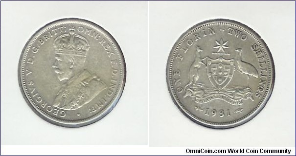 1931 Florin Normal Reverse Letters