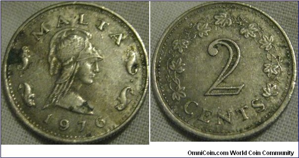 1976 2 cents, VF, bit dirty
