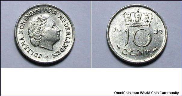 Netherlands 1959 10 Cents Km# 182 