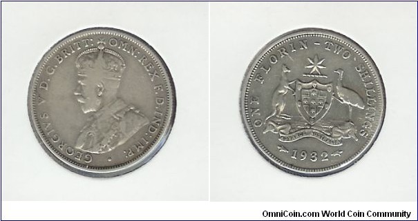 1932 Florin (RARE Key Date)  in aVF