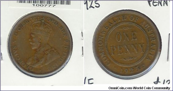 1925 Penny SCARCE in VF