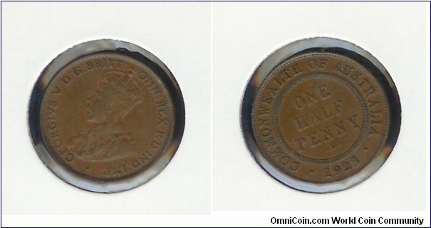 1923 Halfpenny RARE date in VF