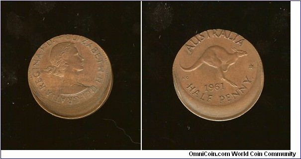 1954 Halfpenny ERROR 4mm Mis-strike