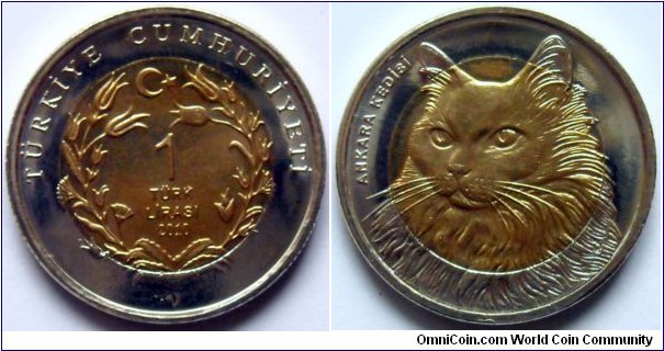 1 lira.
New bimetal cat coin from Turkey