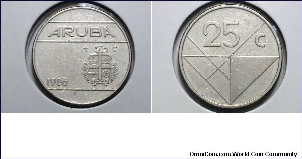 Aruba 1986 25 Cents KM# 3 