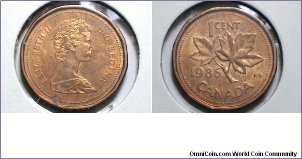 Canada 1986 1 Cent Business strike KM# 132 
