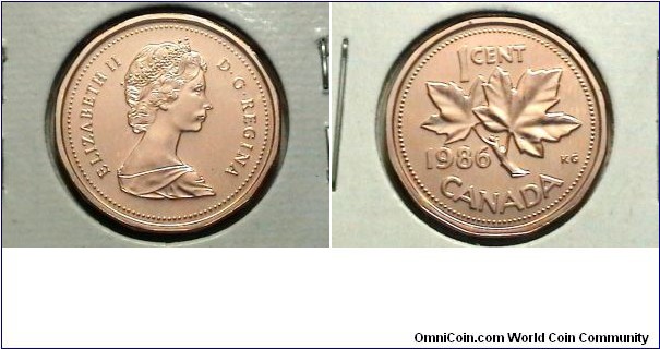 Canada 1986 Proof like 1 Cent KM# 132 