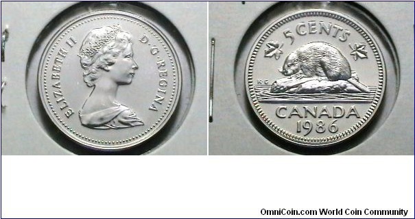 Canada 1986 Proof like 5 Cents KM# 60.2a 
