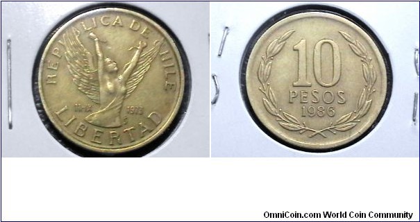 Chile 1986 10 Pesos KM# 218.1 