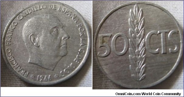 1966 50 centisimos, aluminium