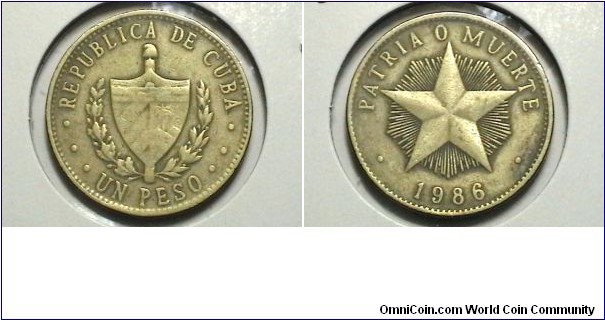 Cuba 1986 1 Peso KM# 105 