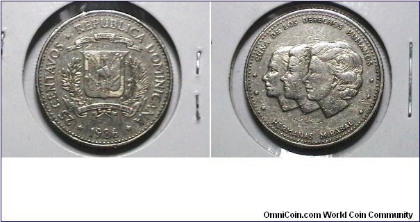 Dominican Rep. 25 Centavos Km# 61 