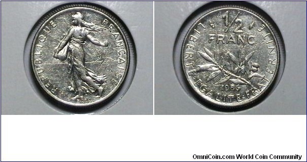 France 1986 half Franc Km# 931.1 