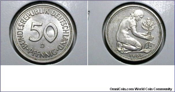 Germany 1986-D 50 Pfennig KM# 109.2 