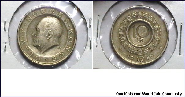 Norway 1986 10 Kroner Km# 427 