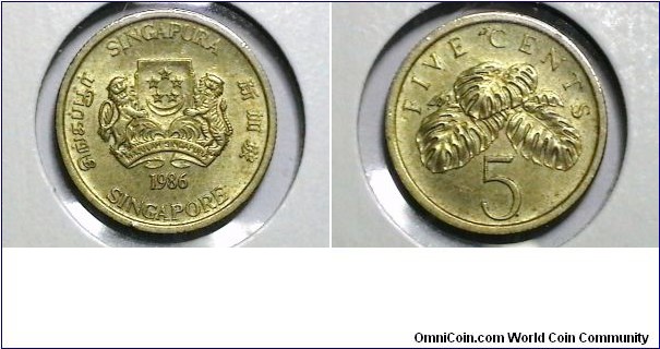 Singapore 1986 5 Cents Km# 50