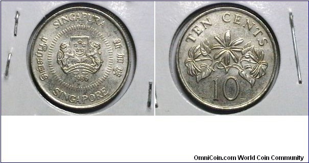 Singapore 1986 10 Cents Km# 51 