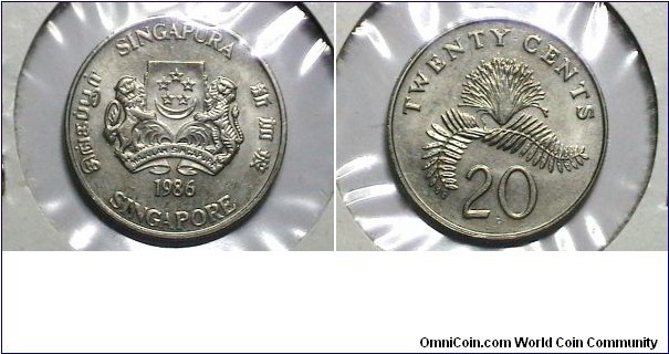 Singapore 1986 20 Cents Km# 52 