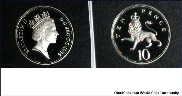 Great Britain 1986 Proof 10 Pence Km# 938 