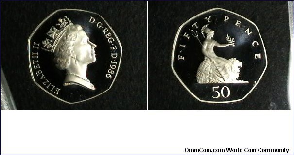 Great Britain 1986 Proof 50 Pence Km# 940.1 