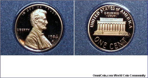 US 1986 Proof 1 Cent (Lincoln Penny) Km# 201 