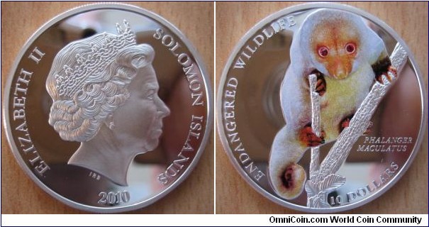 10 Dollars - Spotted cuscus - 25 g Ag .925 Proof (with two Swarovski crystals) - mintage 2,500