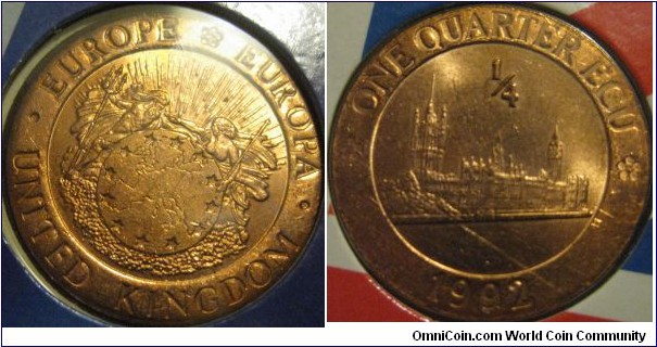 1992 1/4 ecu, UK set