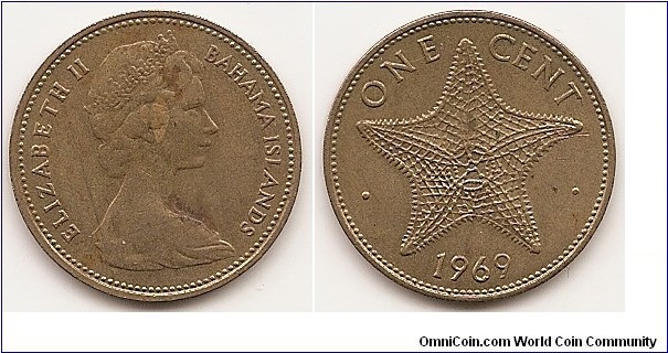 1 Cent
KM#2
4.1600 g., Nickel-Brass, 23 mm.   Rul e r : Elizabeth II Obv: Queen Elizabeth II right Rev: Starfish above date, value at top Edge: Smooth