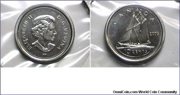 Canada 2003 WP 10 Cents Km# 492 