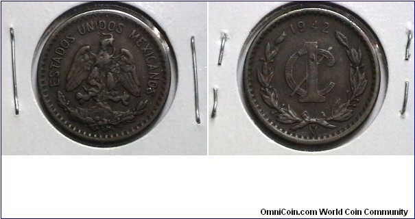 Mexico 1942 1 Centavos Km# 415 