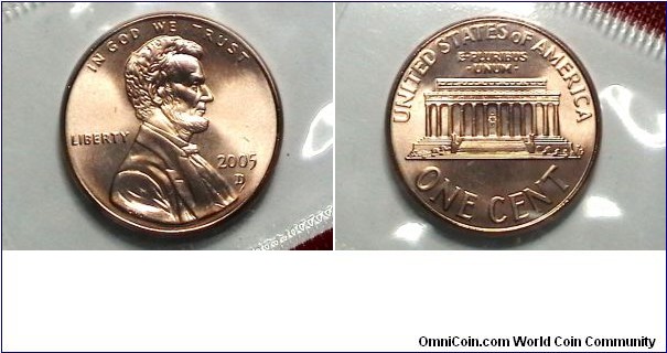 U.S. MS SF 2005-D 1 Cent Lincoln  Km# 201b 