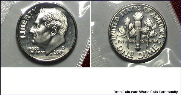 U.S. MS SF 2005-D 10 Cents Roosevelt dime Km# 195a 