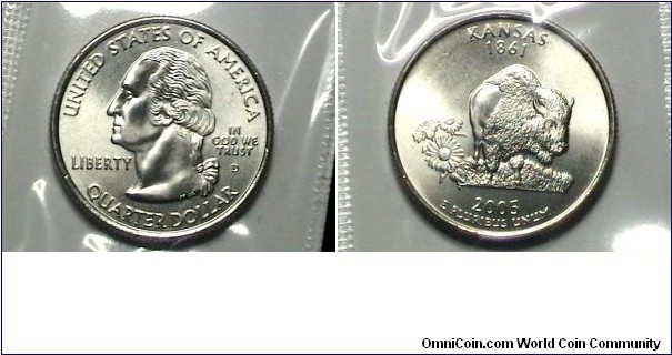 U.S. MS SF 2005-D 25 Cents Kansas Km# 373 