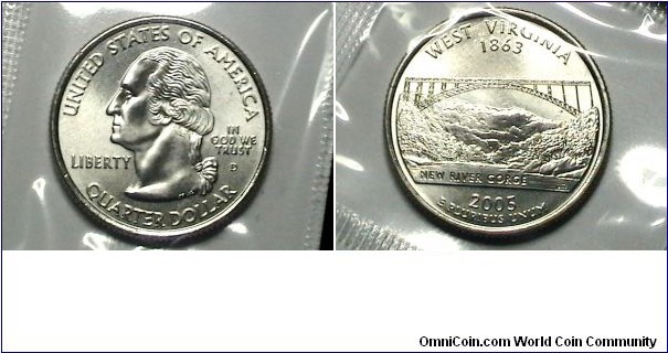 U.S. MS SF 2005-D 25 Cents West Virgina Km# 374 