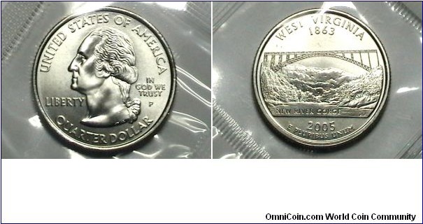 U.S. MS SF 2005-P 25 Cents West Virgina Km# 374 