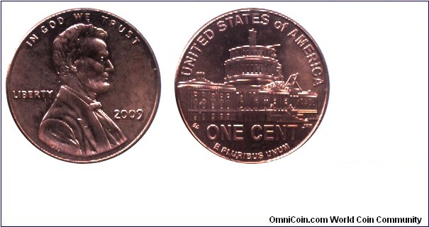 USA, 1 cent, 2009, A. Lincoln.