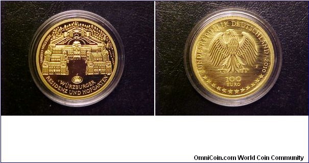 Wurzburger 100-euro gold commemorative, very pretty with some serious die polish lines on the reverse!