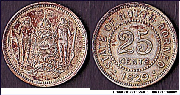 British North Borneo 1929H 25 Cents.