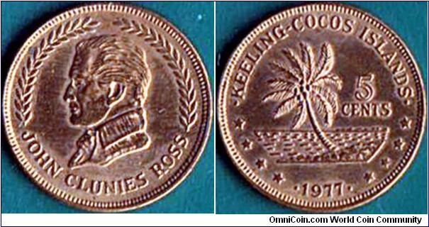 Cocos (Keeling) Islands 1977 5 Cents.

150 Years of the Kingdom of the Cocos (Keeling) Islands.