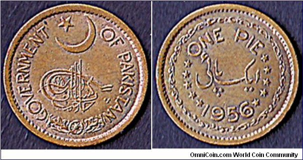 Pakistan 1956 1 Pie.

1st. year of the Islamic Republic of Pakistan.