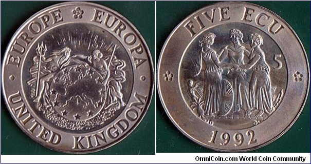 Great Britain 1992 5 ECUs.































Private pattern coin that is now listed in Krause's 'Unusual World Coins.