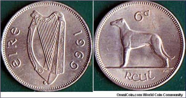 Ireland 1969 6 Pence.

A seldomly seen coin.