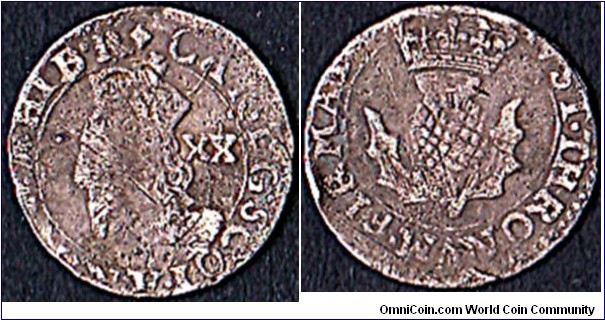 Scotland N.D. (1637) 20 Pence.

Scotland was the very first country in the British Isles to put a 20 Pence coin into circulation.