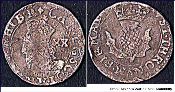 Scotland N.D. (1637) 20 Pence.

Scotland was the very first country in the British Isles to put a 20 Pence coin into circulation.