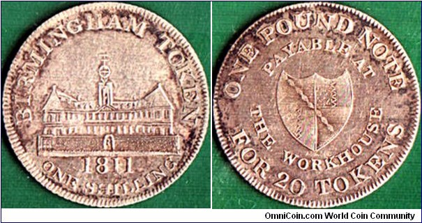 Birmingham Workhouse 1811 1 Shilling.