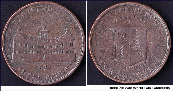 Birmingham Workhouse 1813 3 Pence.

A huge copper coin!