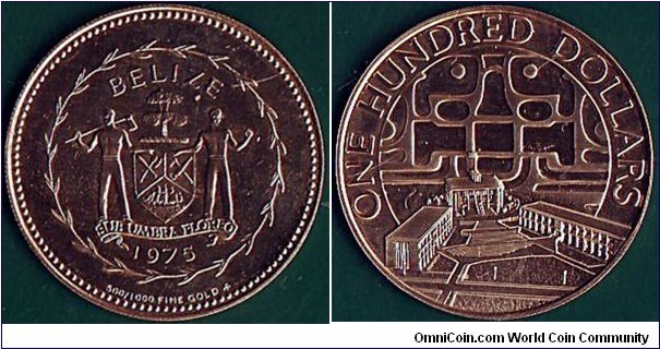 Belize 1975 FM 100 Dollars.

30 Years of the United Nations.